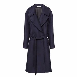 Cuyana Navy 100% Wool Wrap Coat (Made in Italy) XS